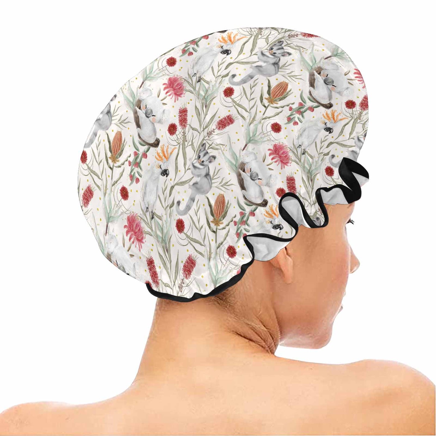 Australian Animals, Koala Cockatoo and Sugar Glider Shower Cap