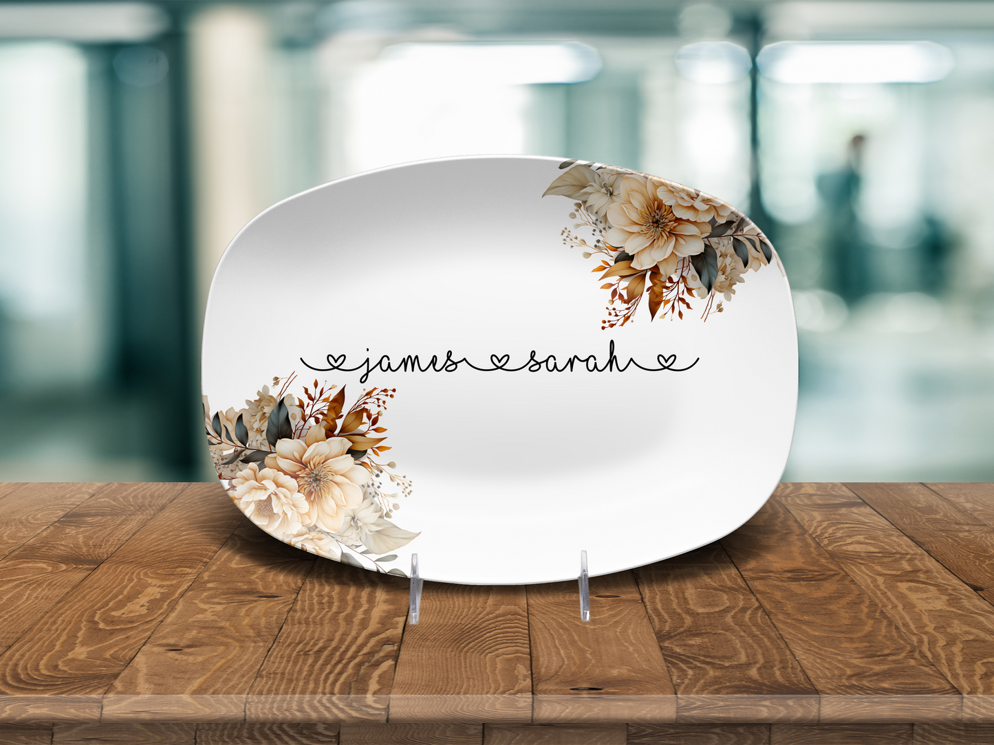 Personalised Boho Watercolour Floral Plate or Platter