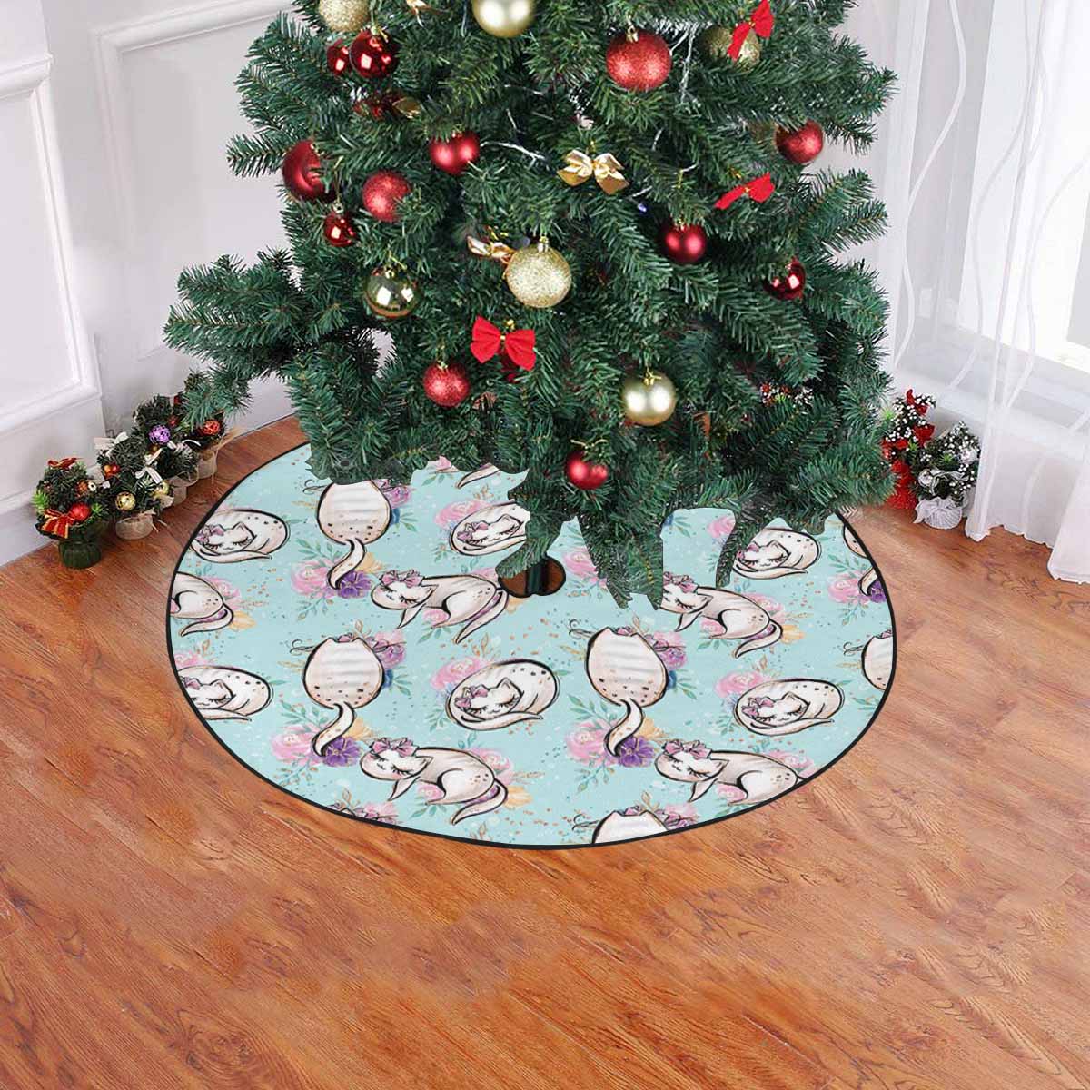Blue Cats Christmas Tree Skirt