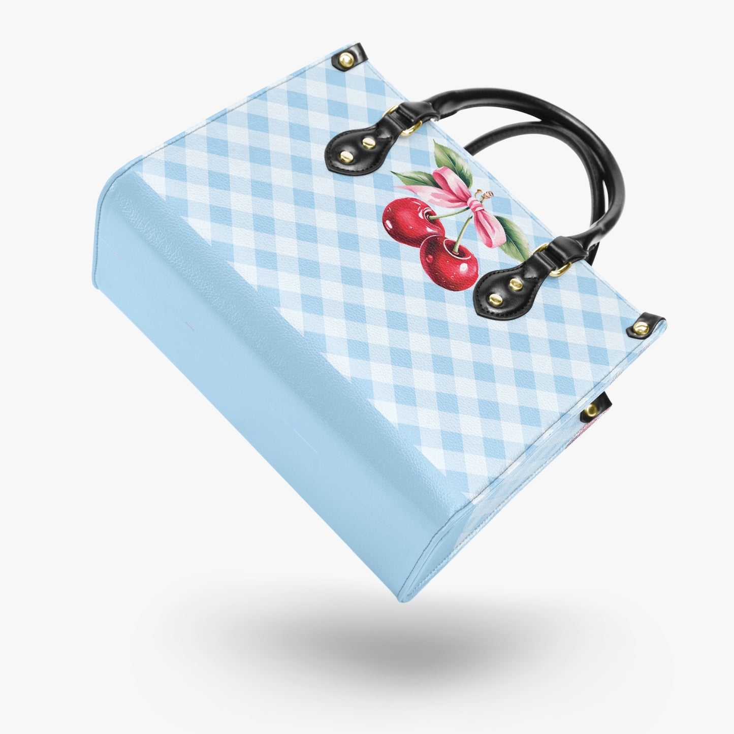 Women's Tote Bag - Rockabilly - Cherries Blue Plaid