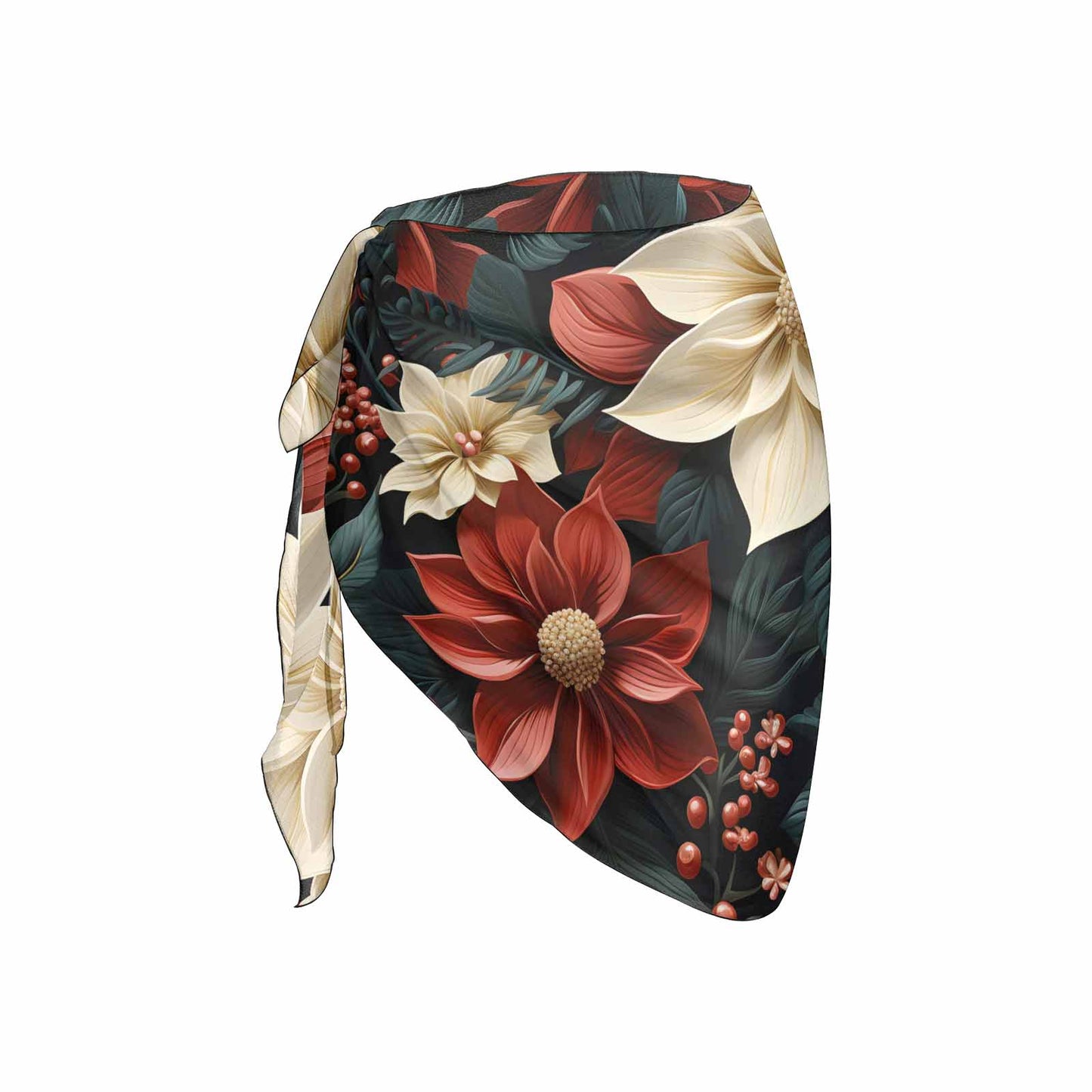 Christmas Poinsettia 50 Women's Beach Sarong Wrap