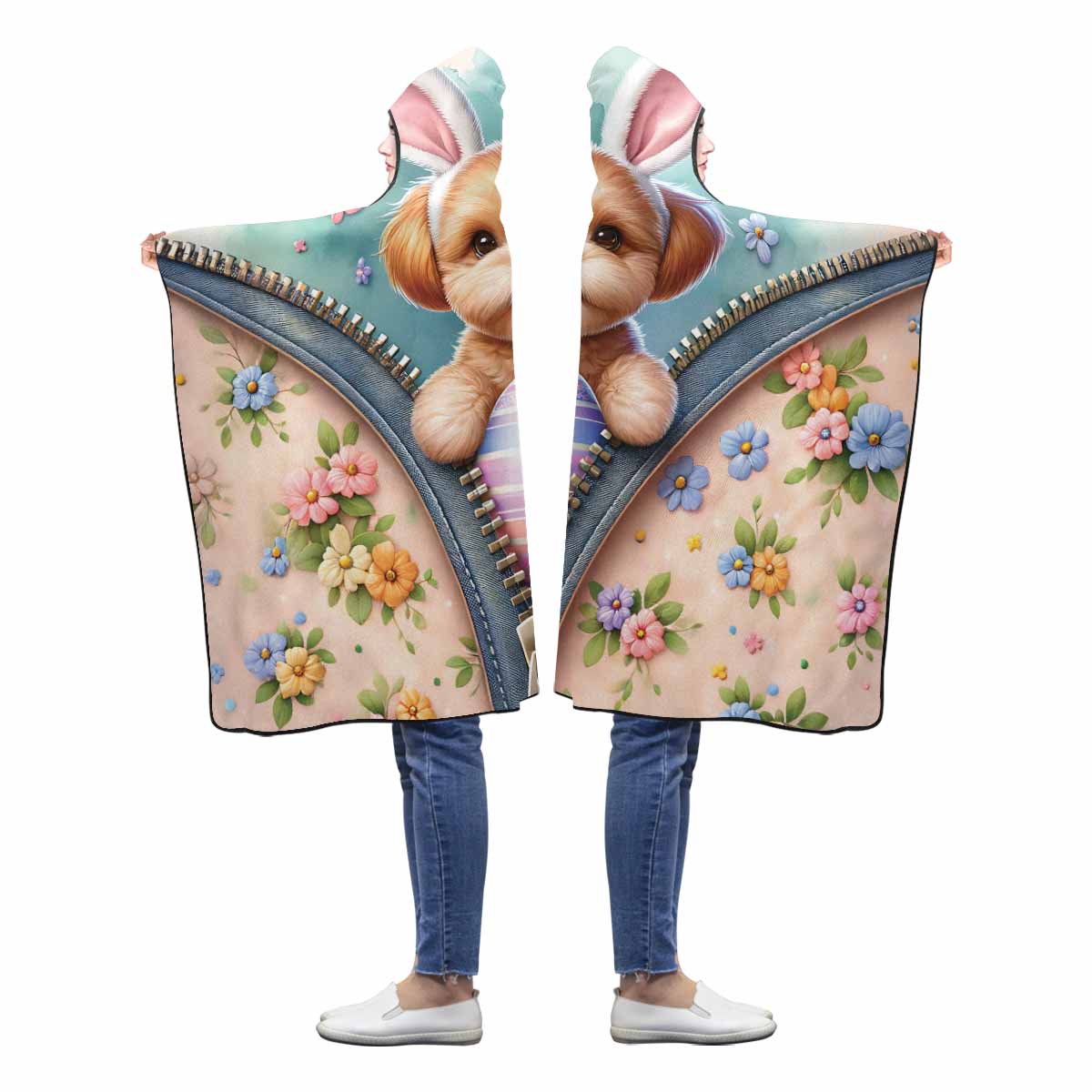 Easter Puppy Awd1309 Hooded Blanket 60"x50"