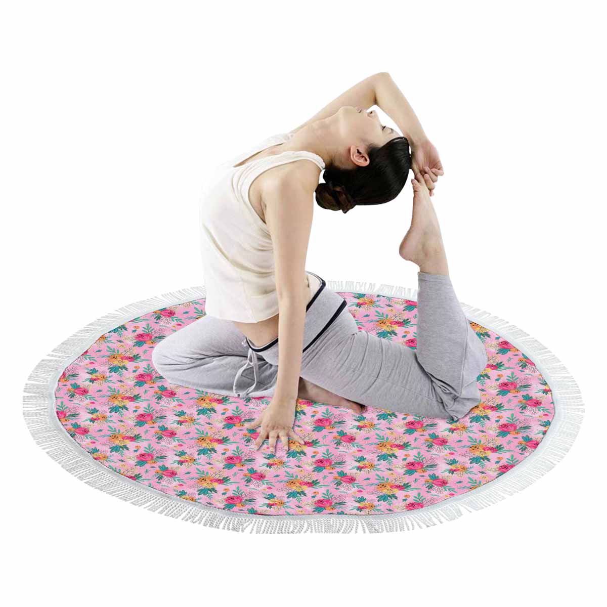 Australian Floral Pink Circular Beach Towel Shawl 59"