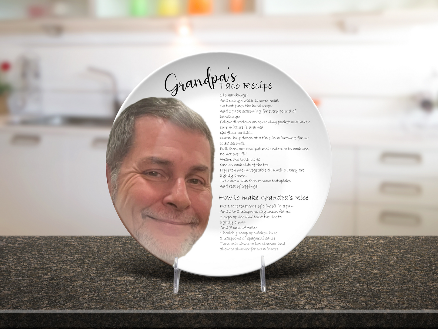 Custom Personalised Recipe Platter, Grandpa's Taco Recipe