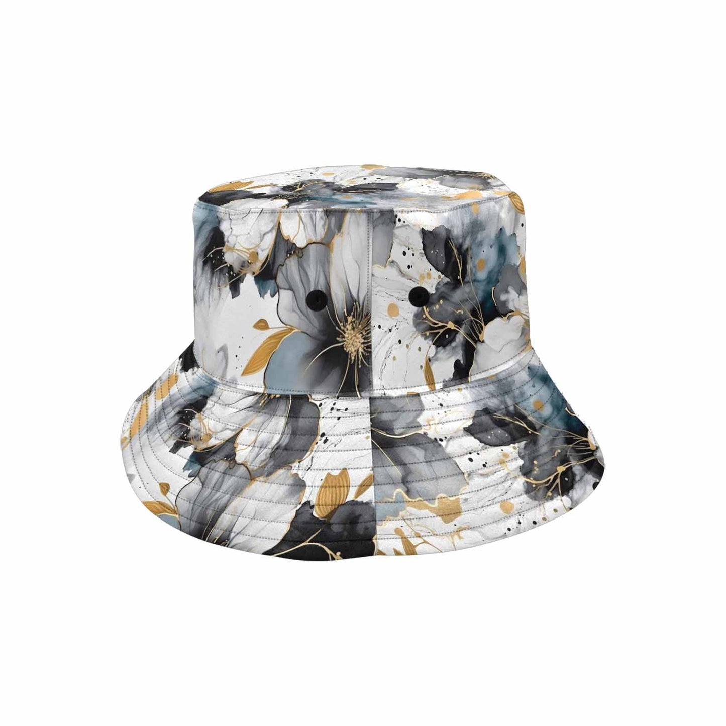 Black White and Gold Unisex Summer Single-Layer Bucket Hat
