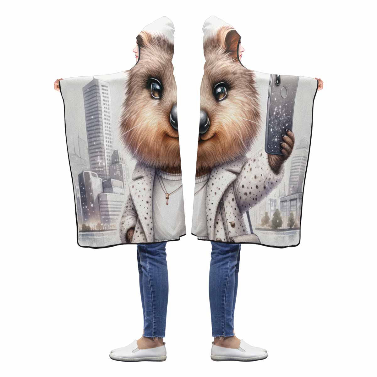 Australian Animal Quokka Awd1331 Hooded Blanket 50"x40"