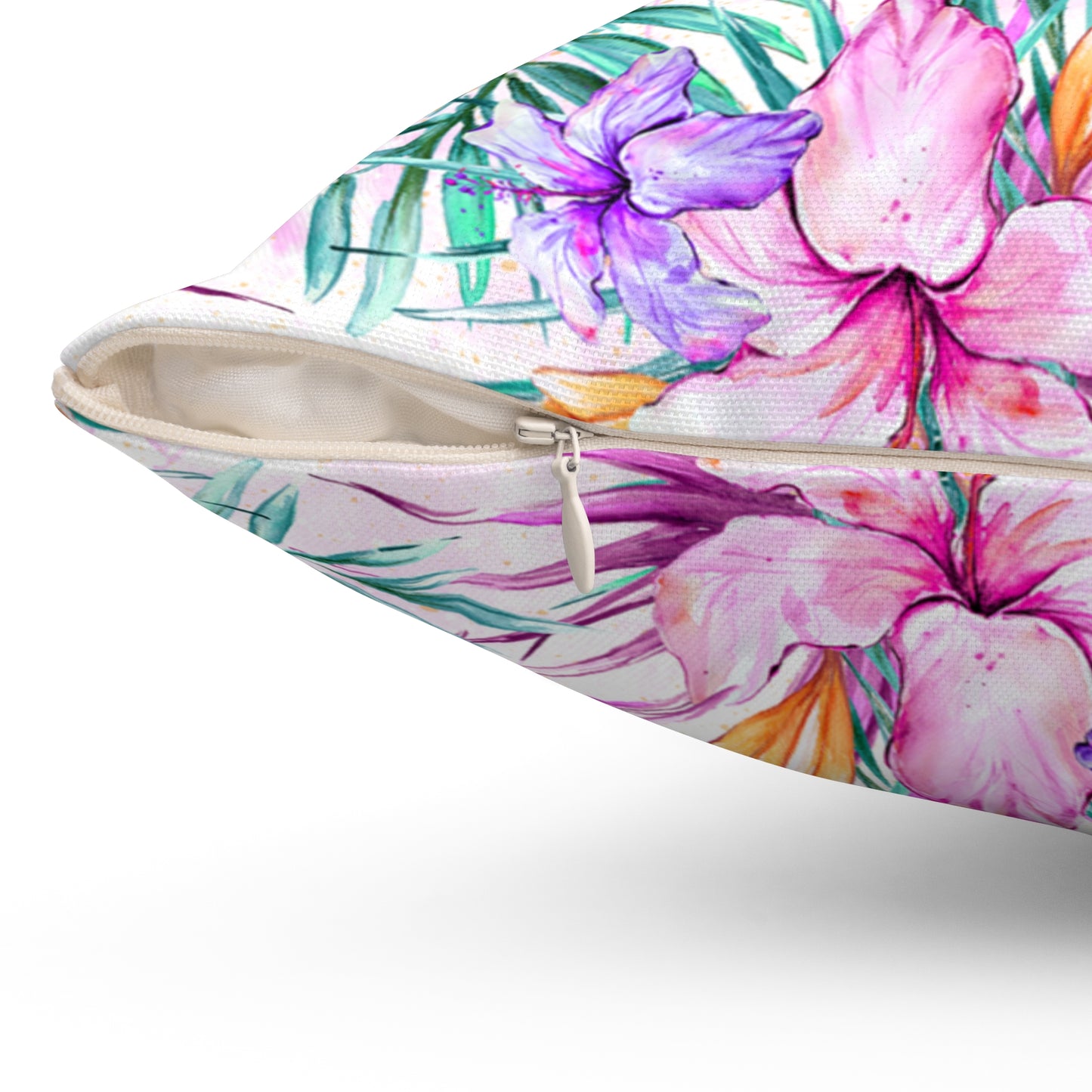 Spun Polyester Square Pillow, Summer Floral Cushion