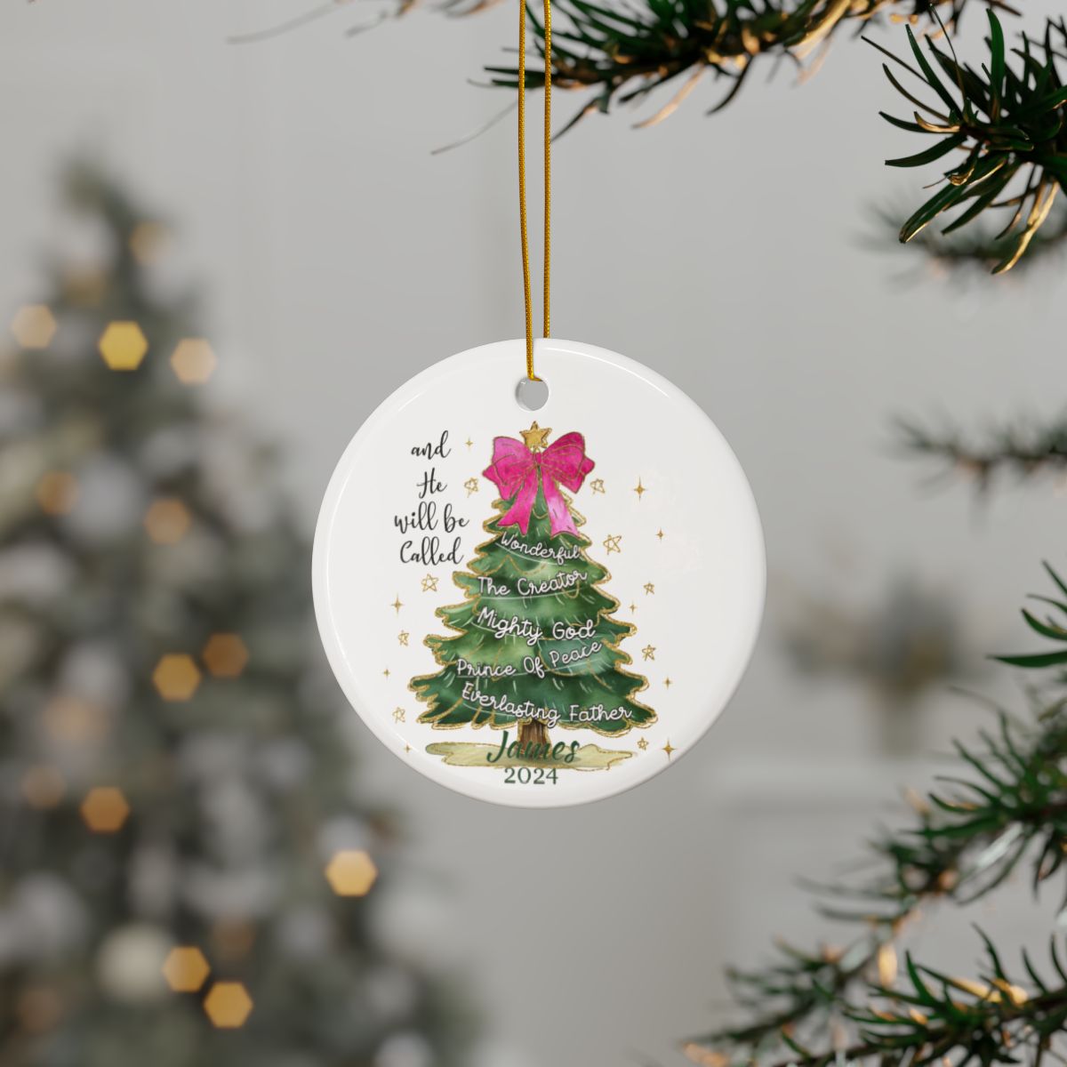 Personalized Christmas Ornament, Ceramic Holiday Decor, Custom Tree Decoration, Unique Gift Idea, Two-Sided Print Ornament