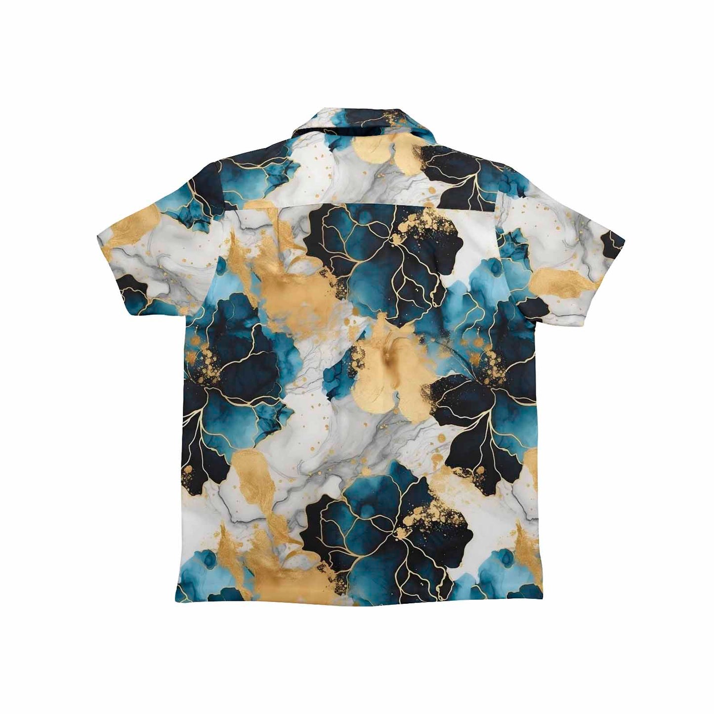 Blue Ink Floral Little Boys Hawaiian Shirt