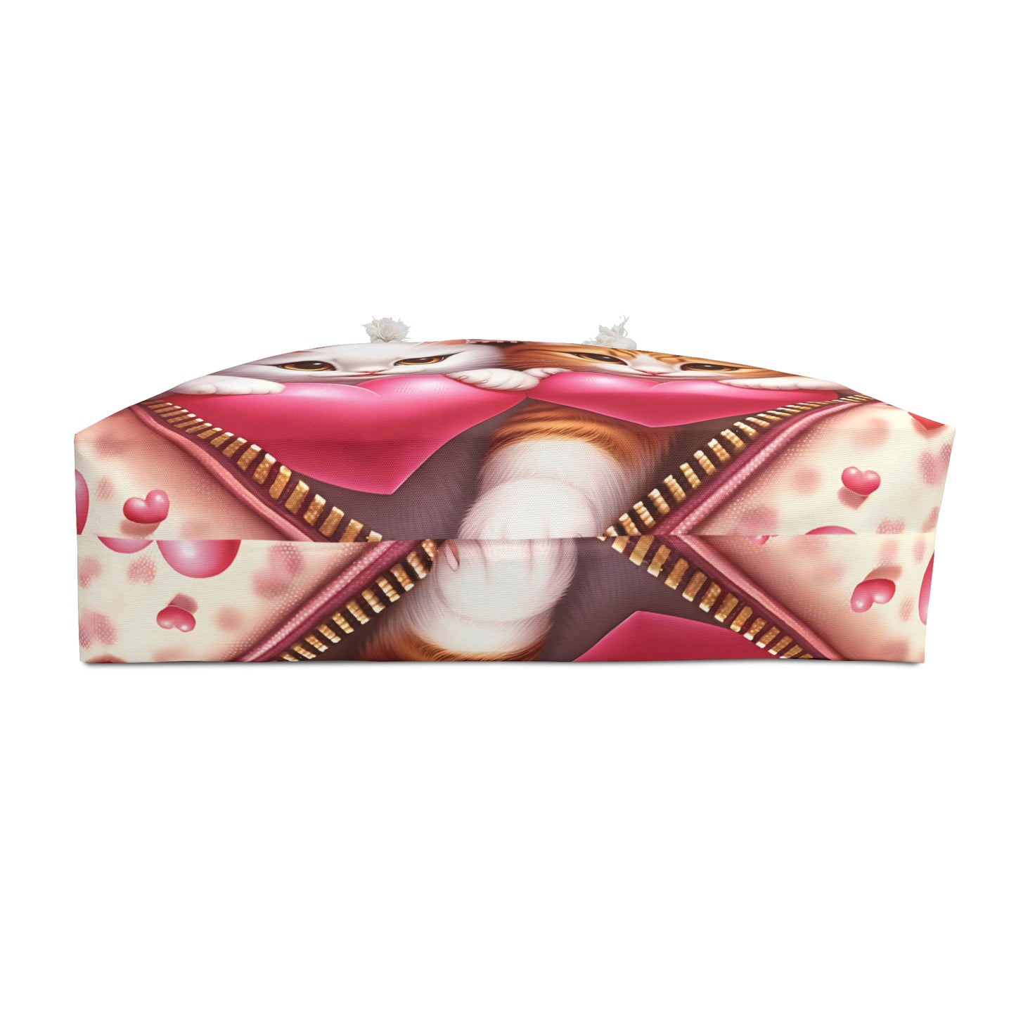 Personalised/Non-Personalised Weekender Bag, Cute Cat, Zipper, Valentines Day, Large Weekender Bag, Beach Bag, Book Bag