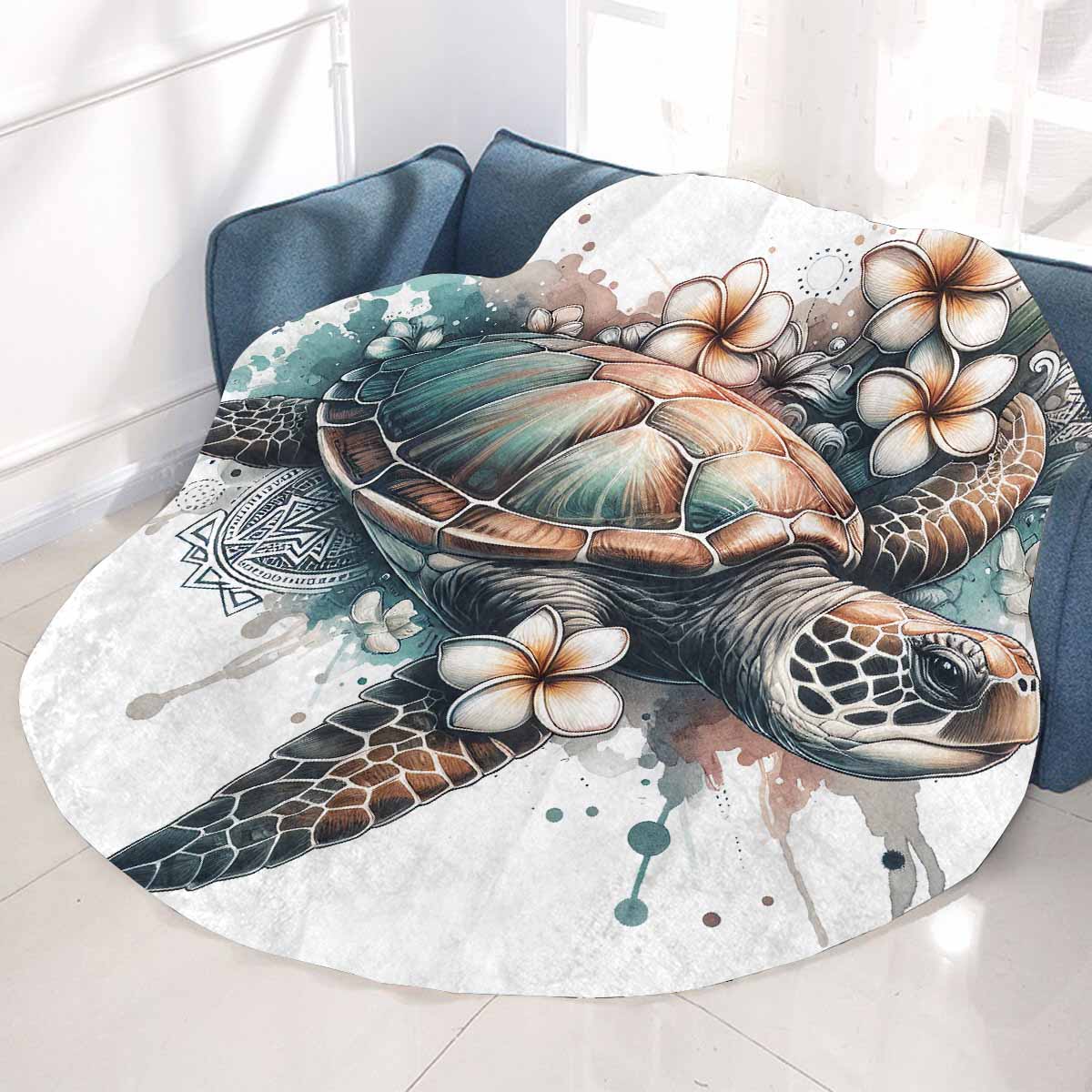 Sea_Animals_Turtle_Awd351101 Circular Micro Fleece Blanket 47"