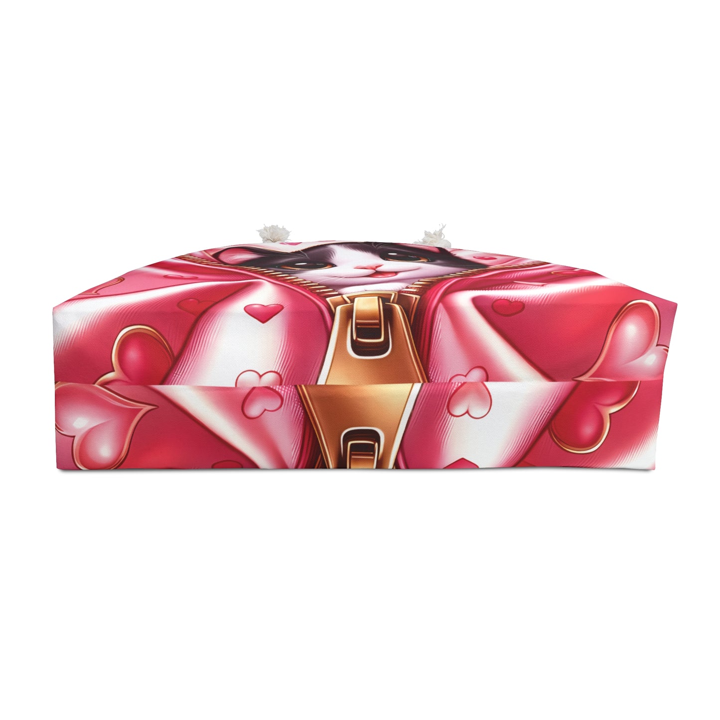 Personalised/Non-Personalised Weekender Bag, Cute Cat, Valentines Day, Large Weekender Bag, Beach Bag, Book Bag