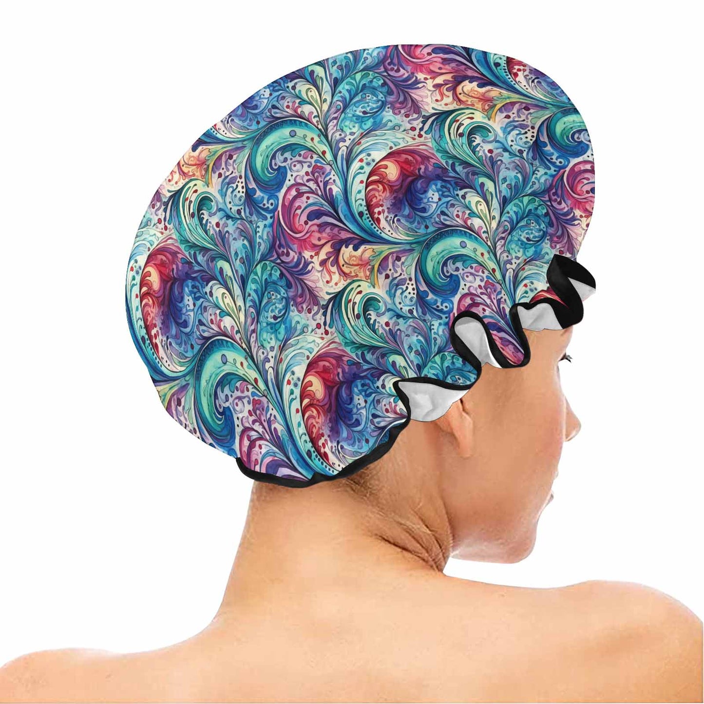 Rainbow Paisley Shower Cap