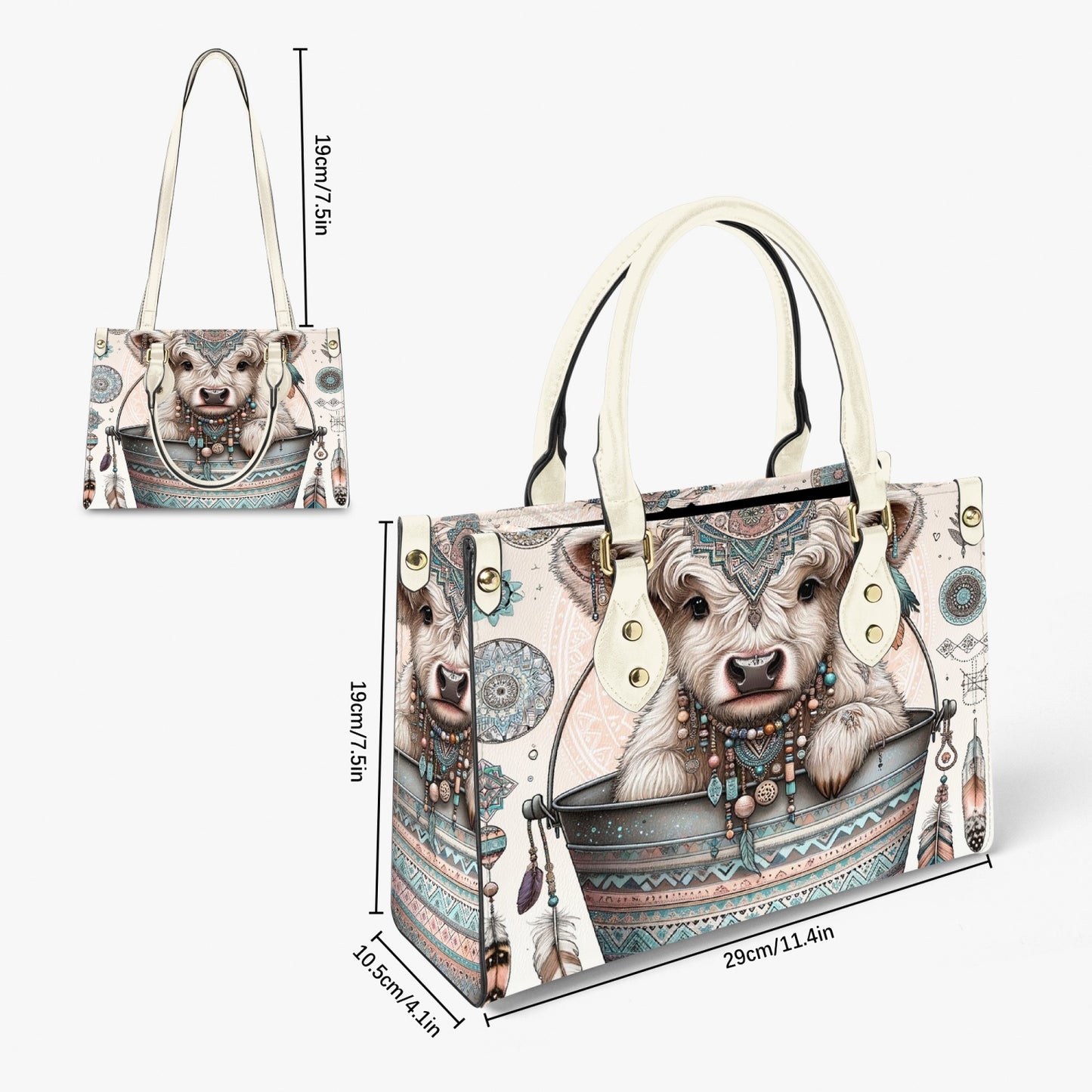 Women's Tote Bag - Long Strap - Highland Cow
