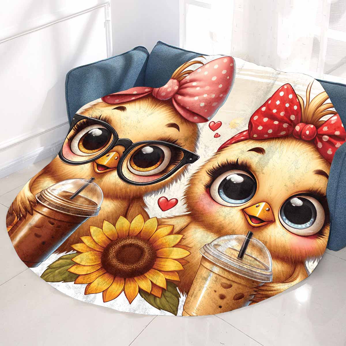 Chickens_Awd35176 Circular Micro Fleece Blanket 60"
