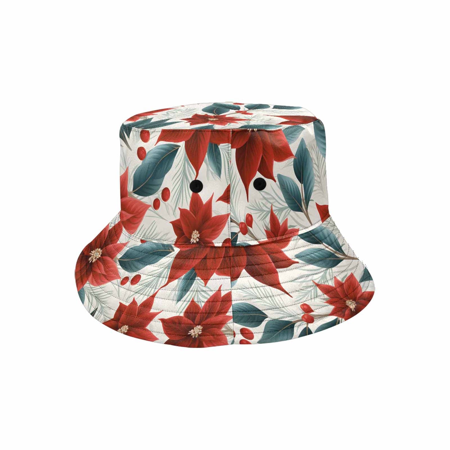 Christmas Red Poinsettia Unisex Summer Single-Layer Bucket Hat