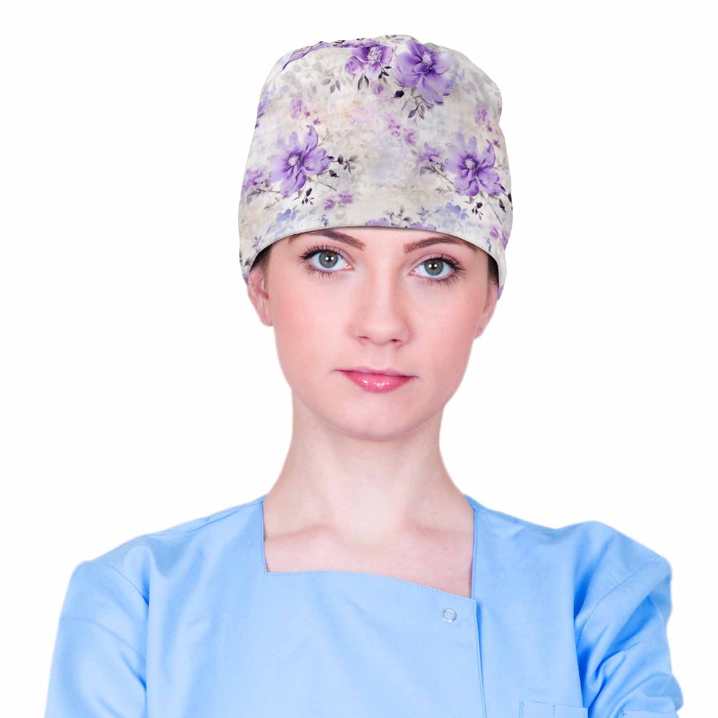 Purple Wildflowers Scrub Cap