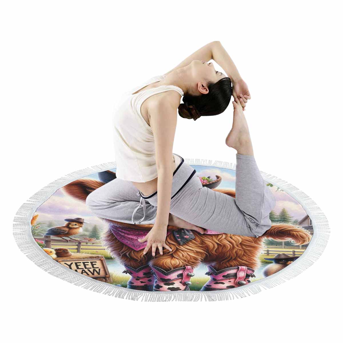 Higland Cow Awd1417 Circular Beach Towel Shawl 59"