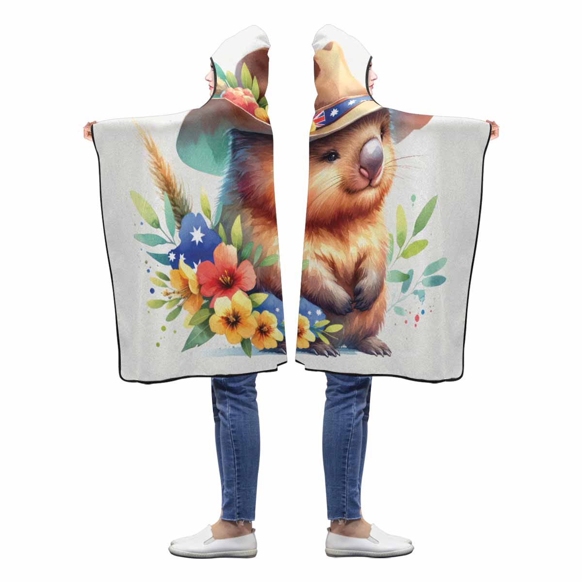 Australian Animal Wombat Awd1323 Hooded Blanket 50"x40"