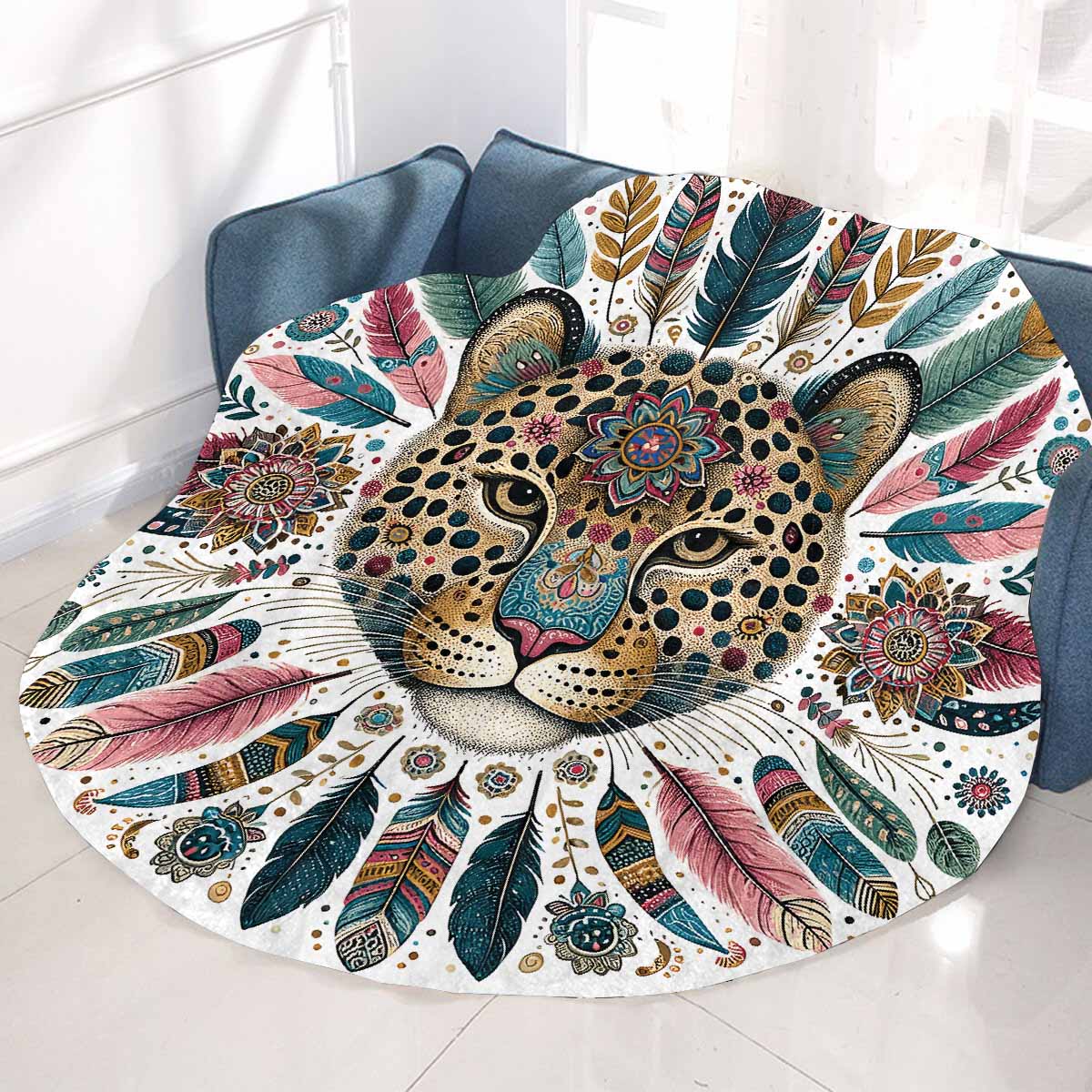 Mandella_Leopard_Awd35151 Circular Micro Fleece Blanket 47"