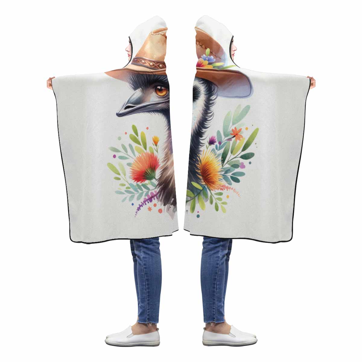 Australian Animal Emu Awd1322 Hooded Blanket 60"x50"