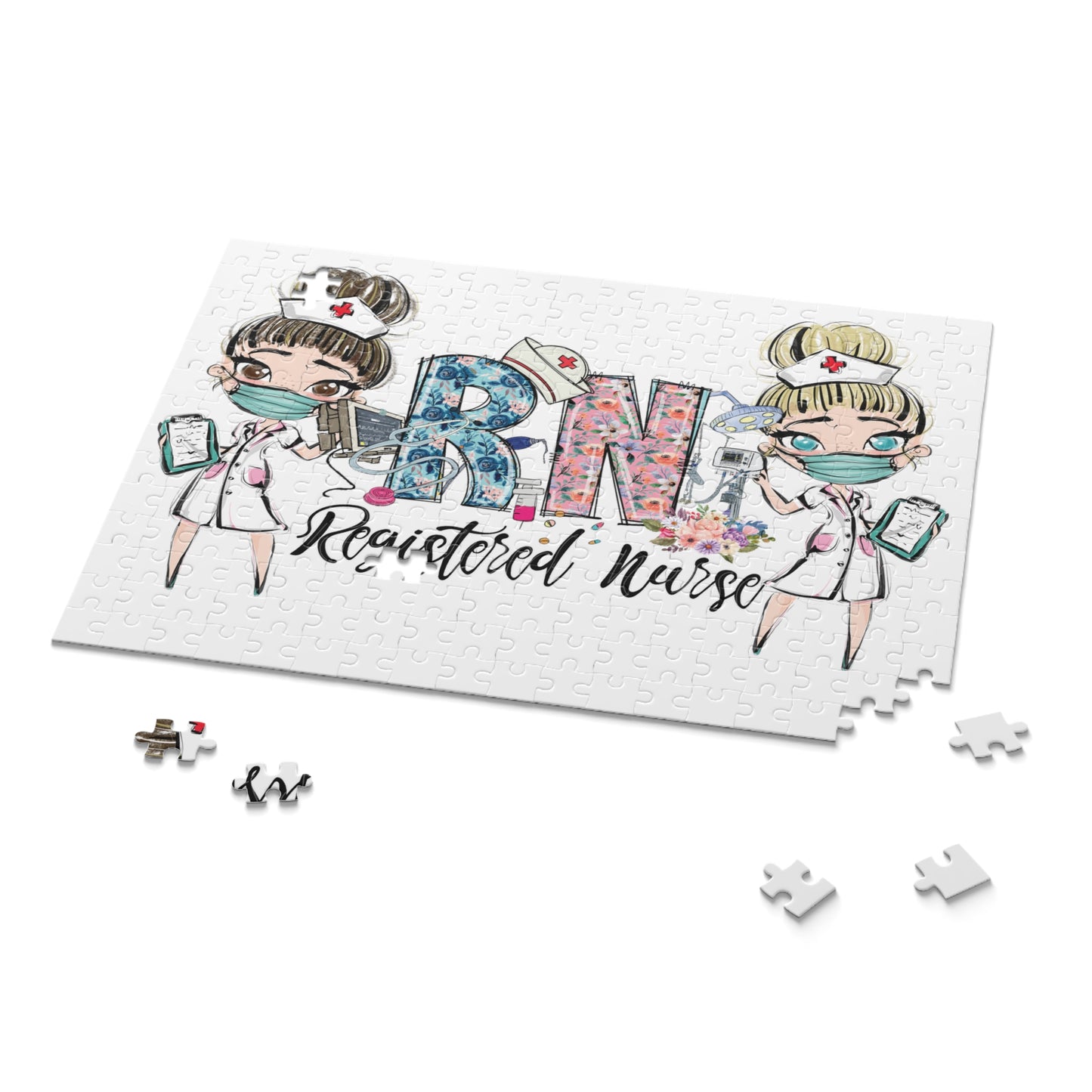 Puzzle, Nurse, RN Nurse, Registered Nurse Floral (120, 252, 500-Piece) awd-639