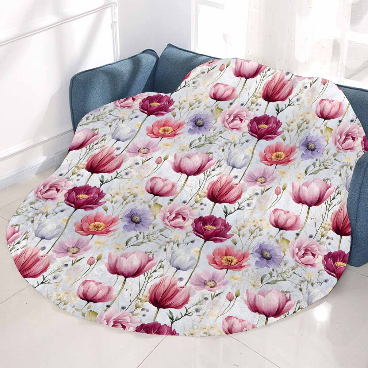 Wildflowers Circular Micro Fleece Blanket 47"