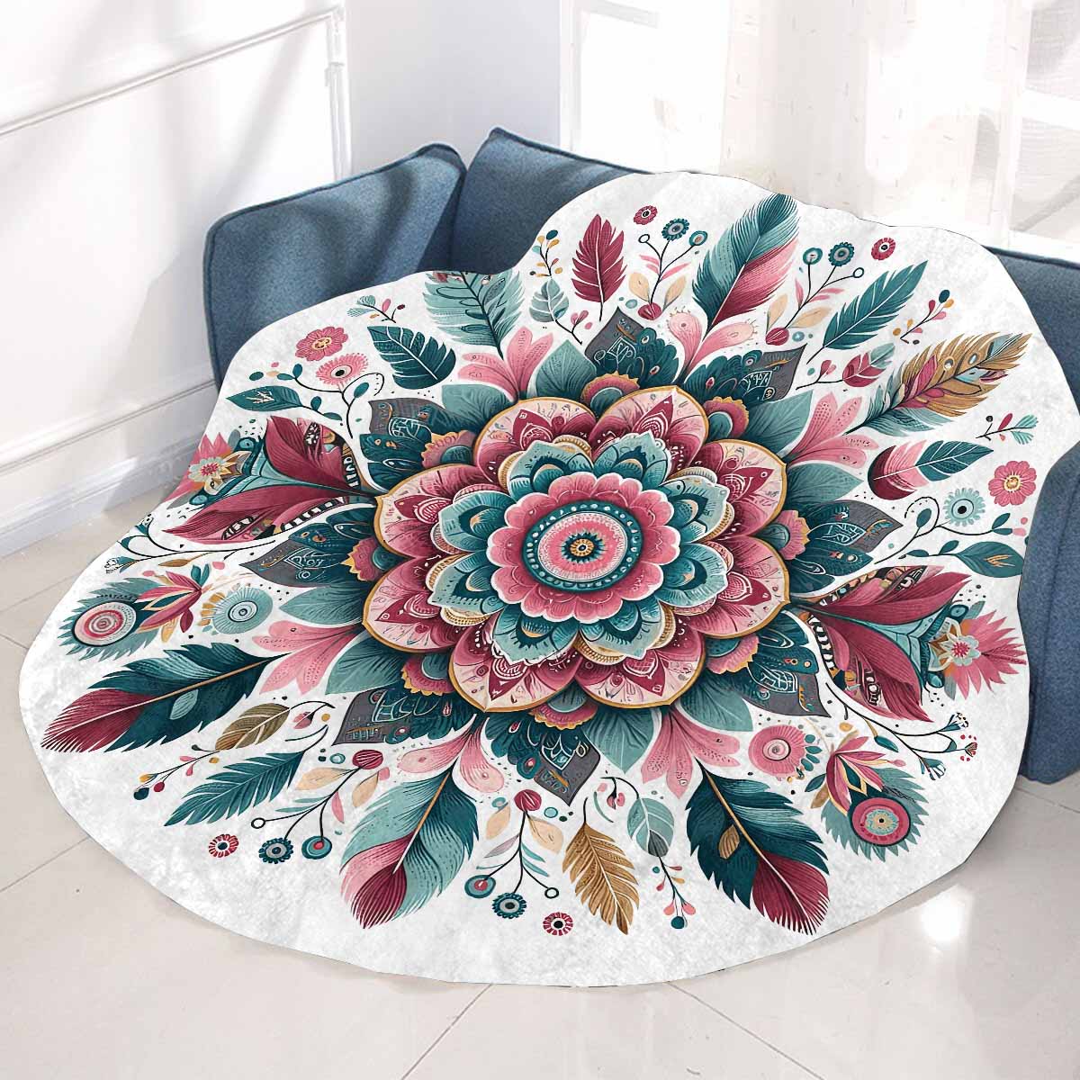 Mandalla_Awd35183 Circular Micro Fleece Blanket 47"