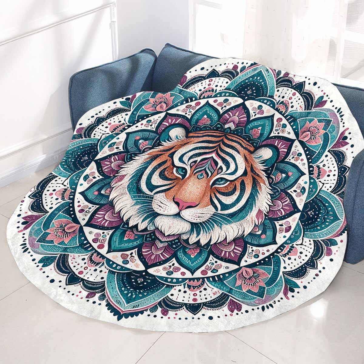 Mandella_Tiger_Awd35141 Circular Micro Fleece Blanket 47"