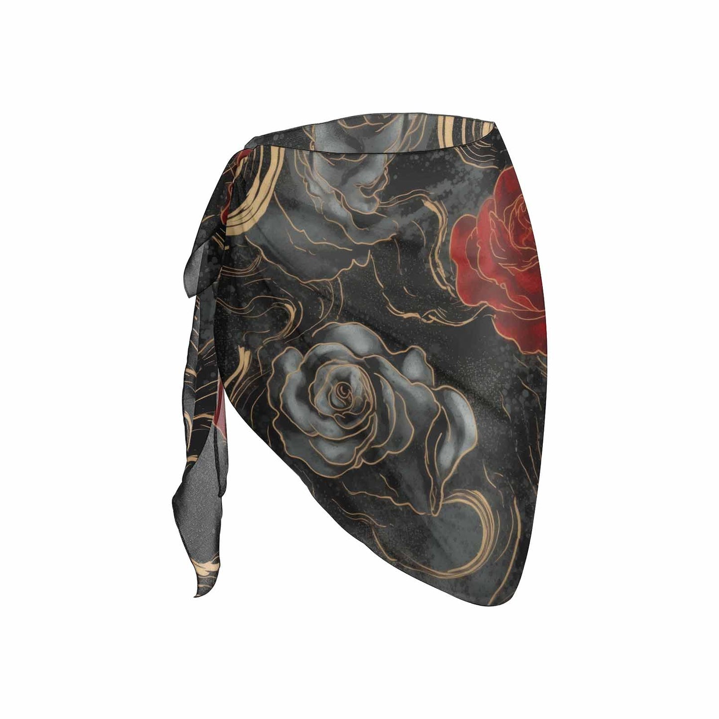 Black and red roses2 Women's Beach Sarong Wrap
