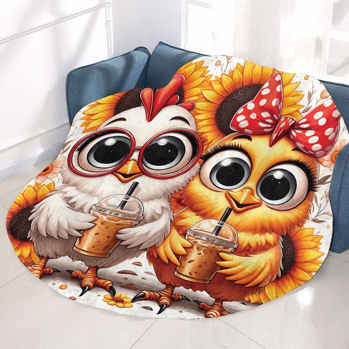 Chickens_Awd35166 Circular Micro Fleece Blanket 47"