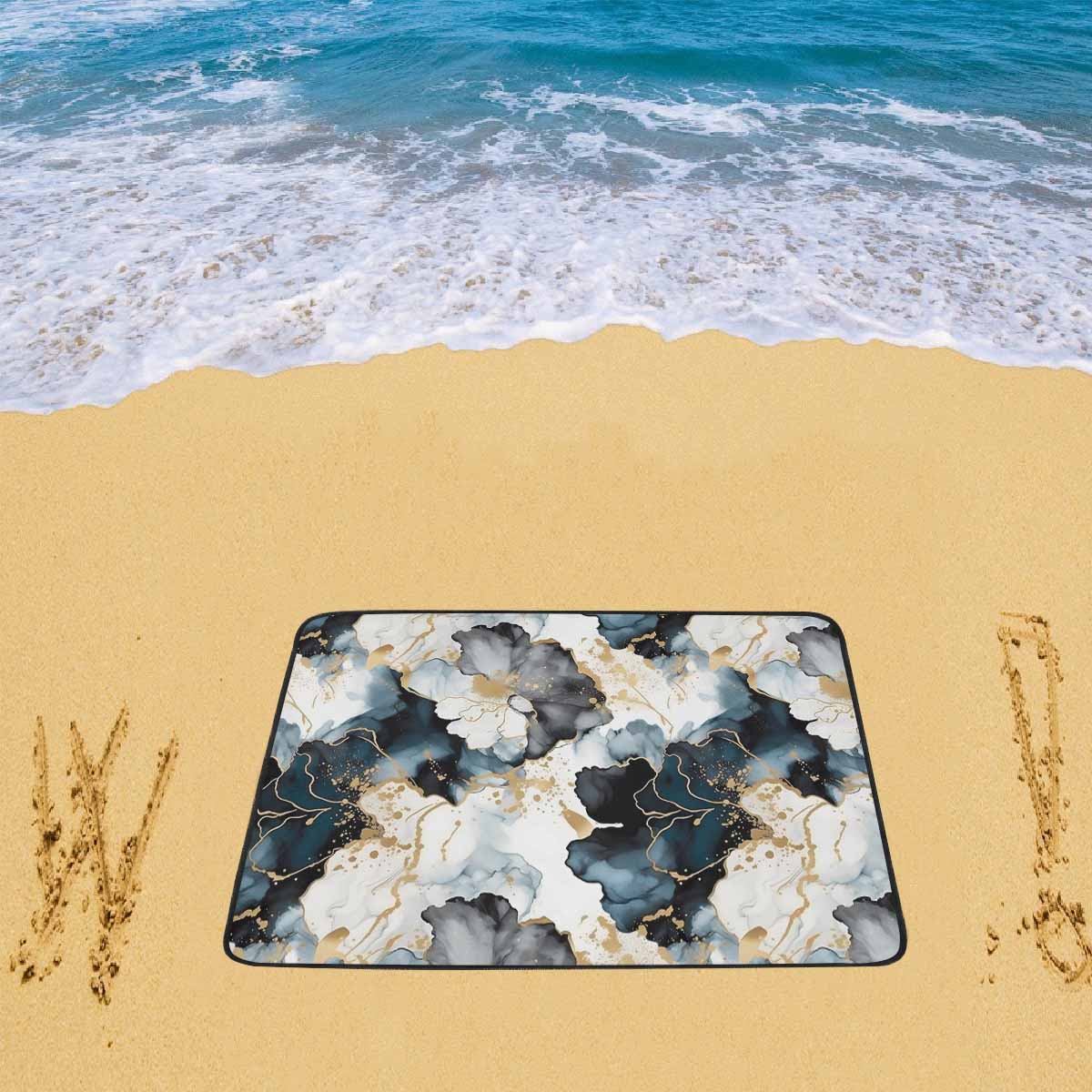 Black Ink Floral Beach Mats 78"x 60"