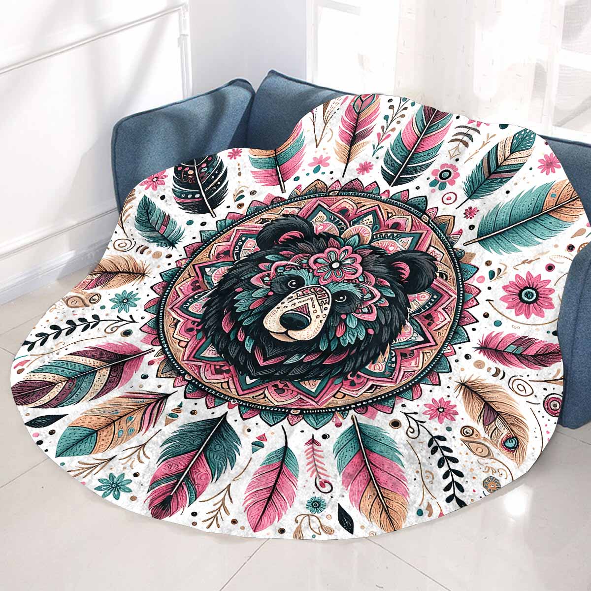 Mandella_Bear_Awd35144 Circular Micro Fleece Blanket 60"