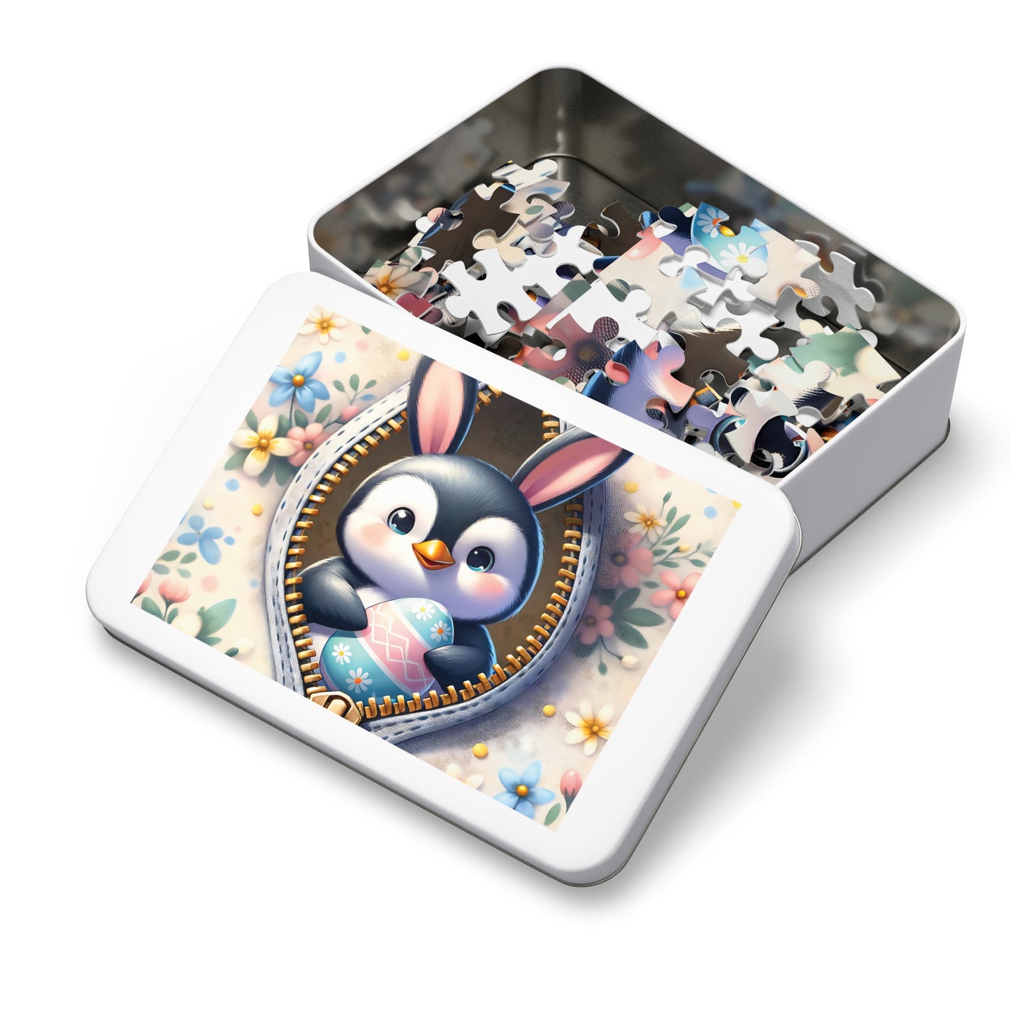 Jigsaw Puzzle, Easter, Penguin with Bunny Ears, Personalised/Non-Personalised (30, 110, 252, 500,1000-Piece) Awd-1307