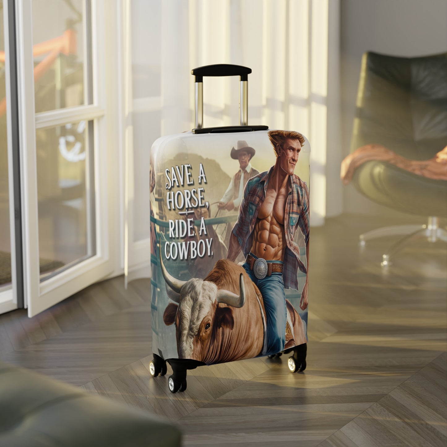 Luggage Cover, Country and Western, Save a Horse Ride a Cowboy, awd-1681