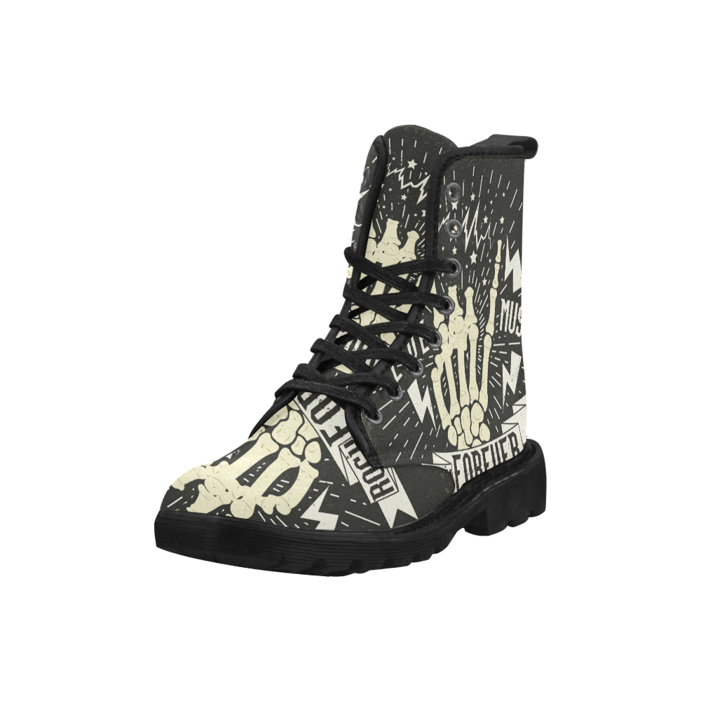Rock and Roll music hipster Martin Boots for Women (Black) (Model 1203H)
