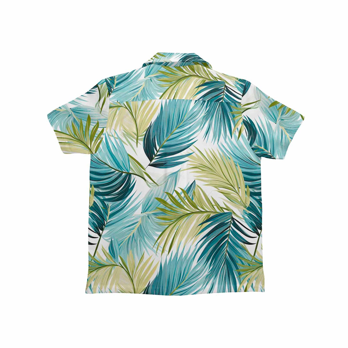 Palm Leaves Blue Green Little Boys Hawaiian Shirt