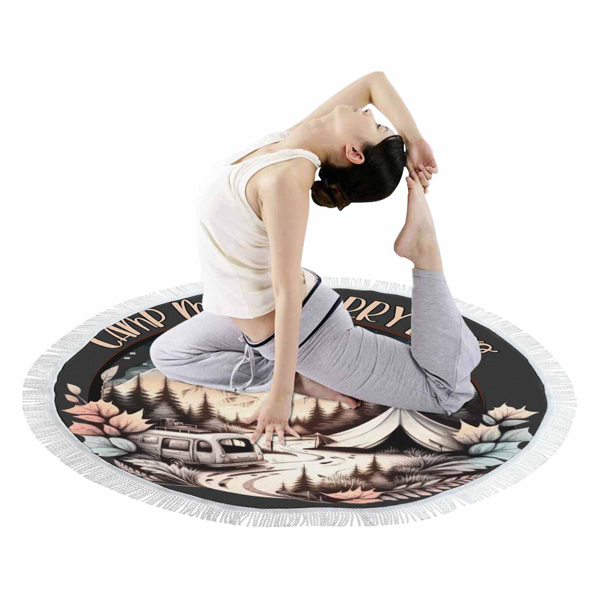 Camping_Awd35155 Circular Beach Towel Shawl 59"