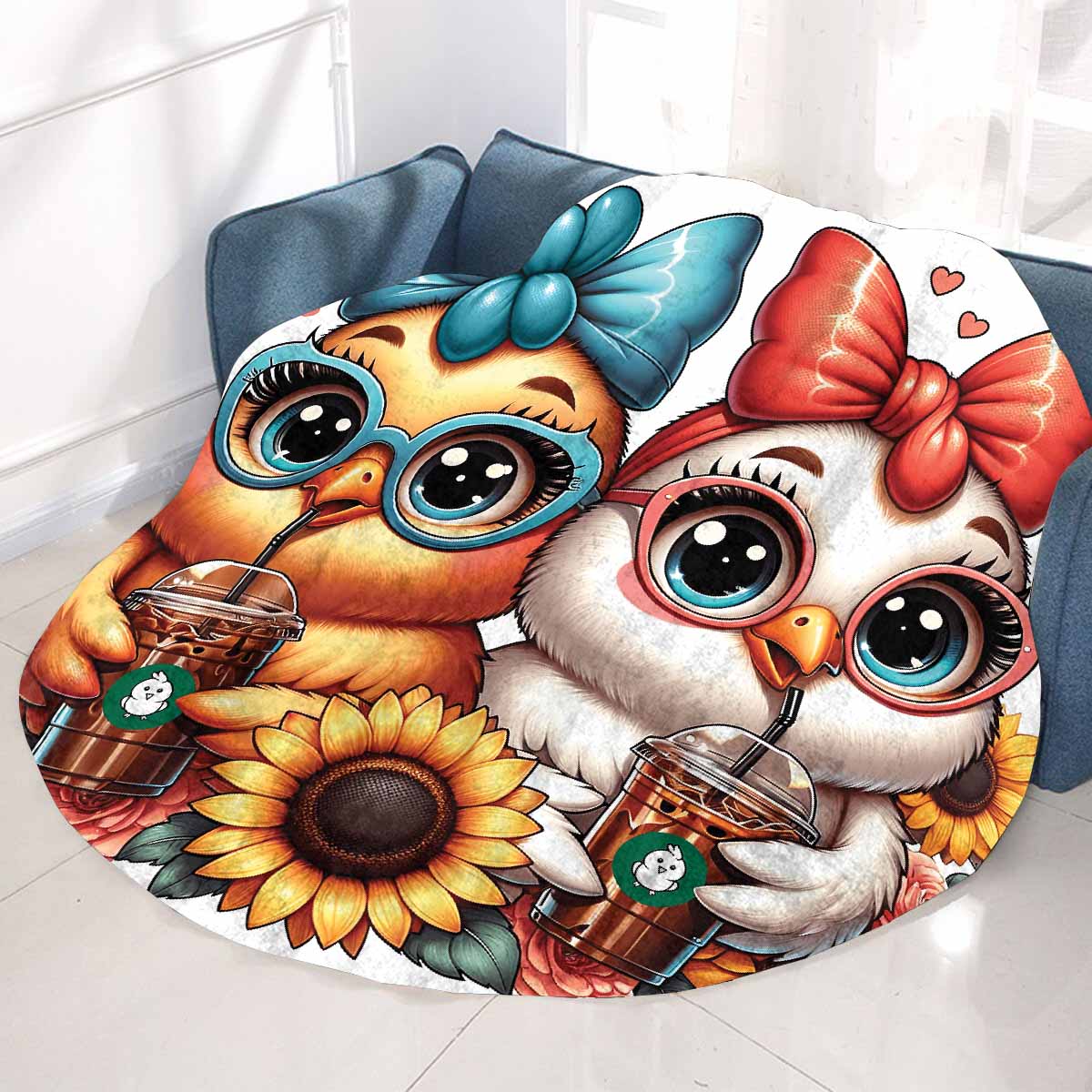 Chickens_Awd35172 Circular Micro Fleece Blanket 60"