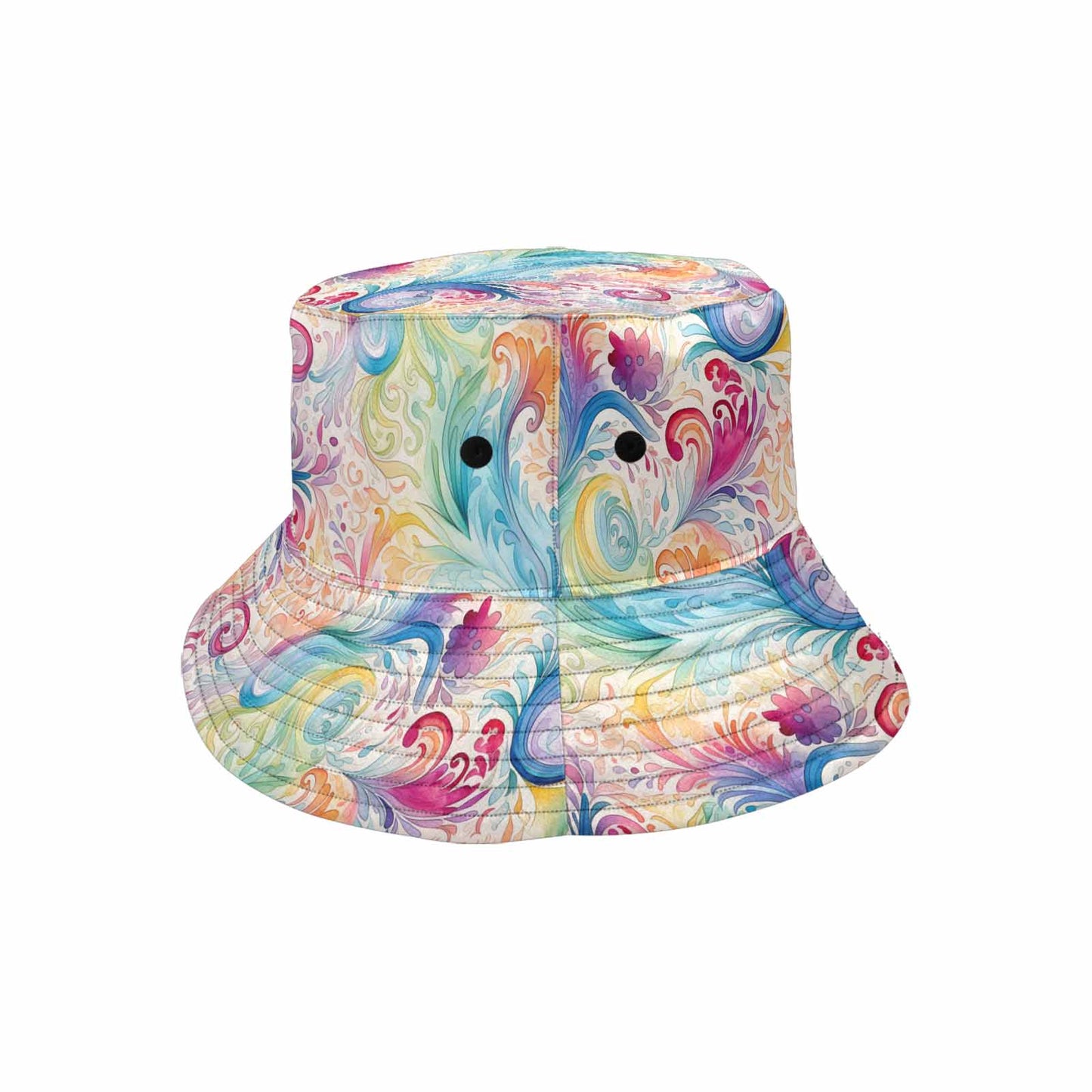 Pastel Rainbow Paisley Unisex Summer Single-Layer Bucket Hat