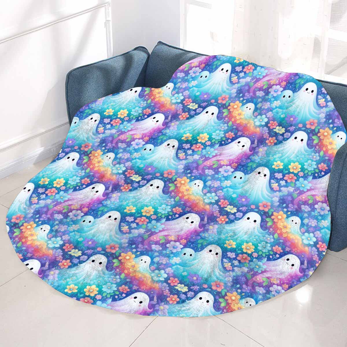 Pastel Halloween Circular Micro Fleece Blanket 60"