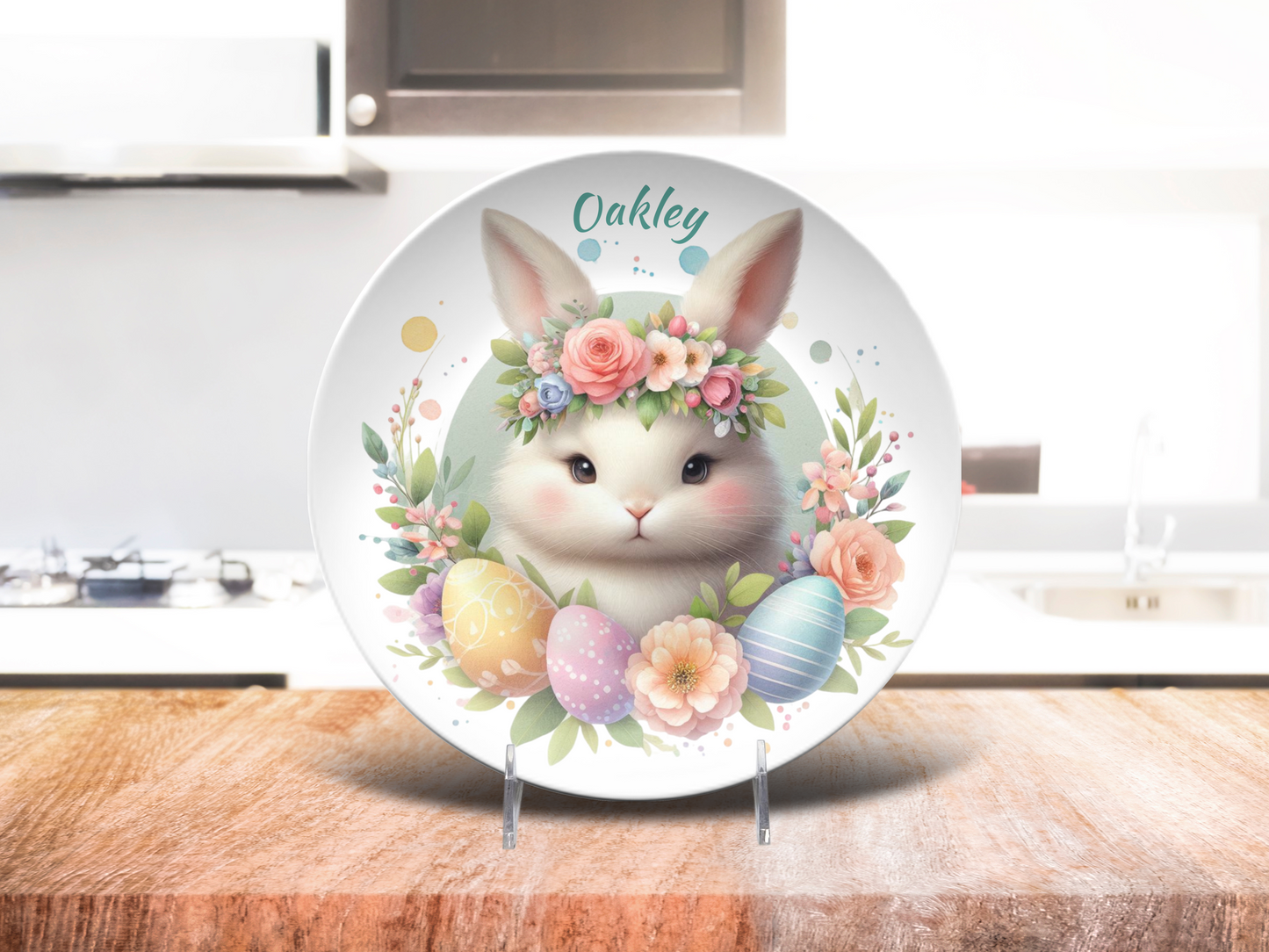 Personalized Easter Plate, Bunny Plate Decor, Custom Rabbit Dish, Easter Dinnerware Gift, Kids Easter Keepsake