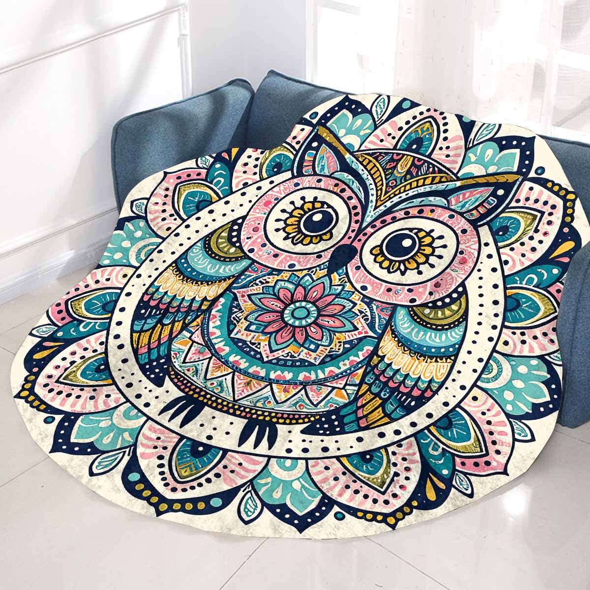 Mandella_Owl_Awd35137 Circular Micro Fleece Blanket 60"
