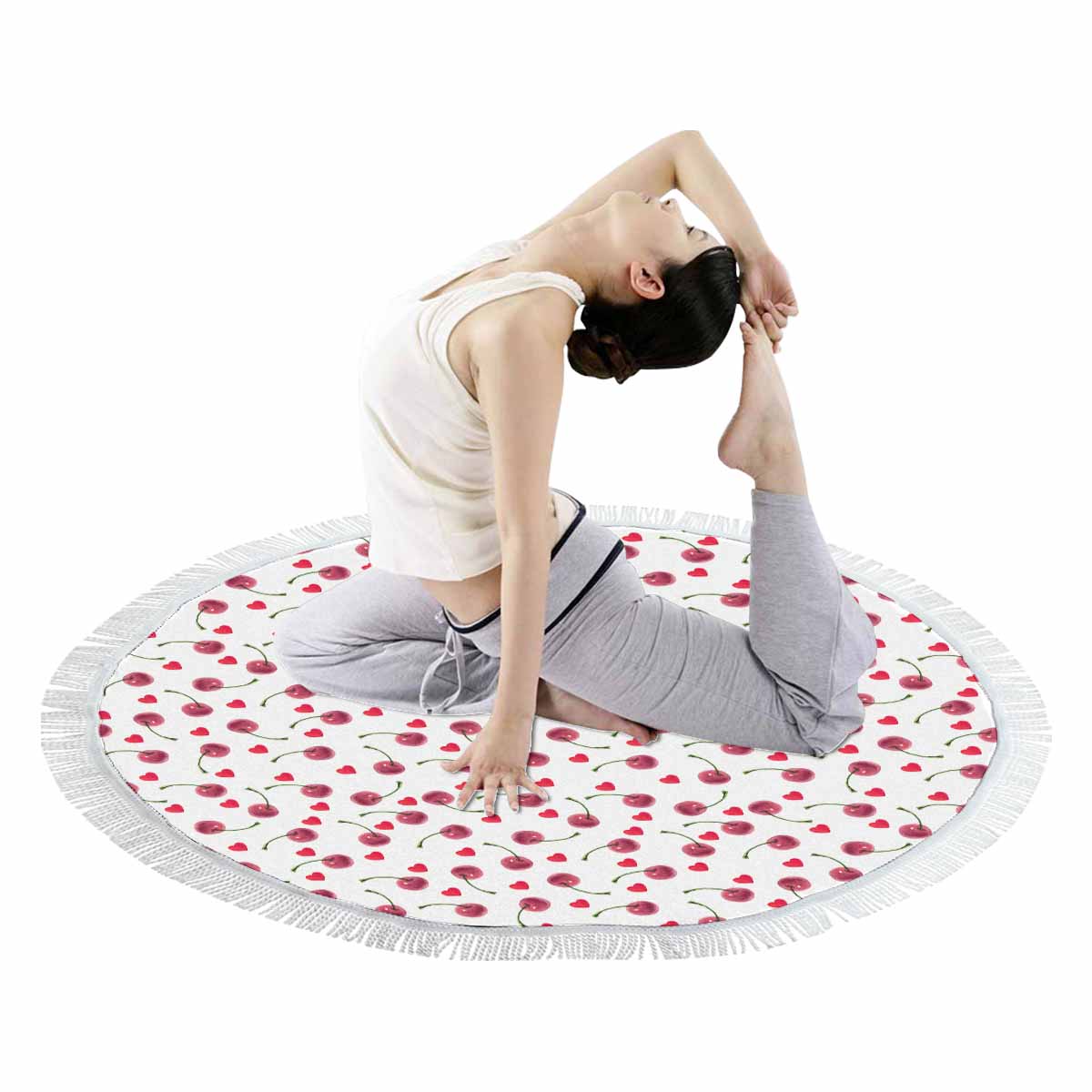 Cherries Circular Beach Towel Shawl 59"