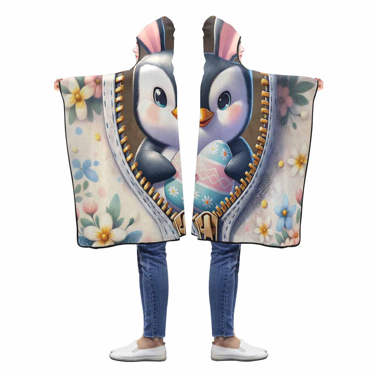 Easter Penguin Awd1307 Hooded Blanket 50"x40"