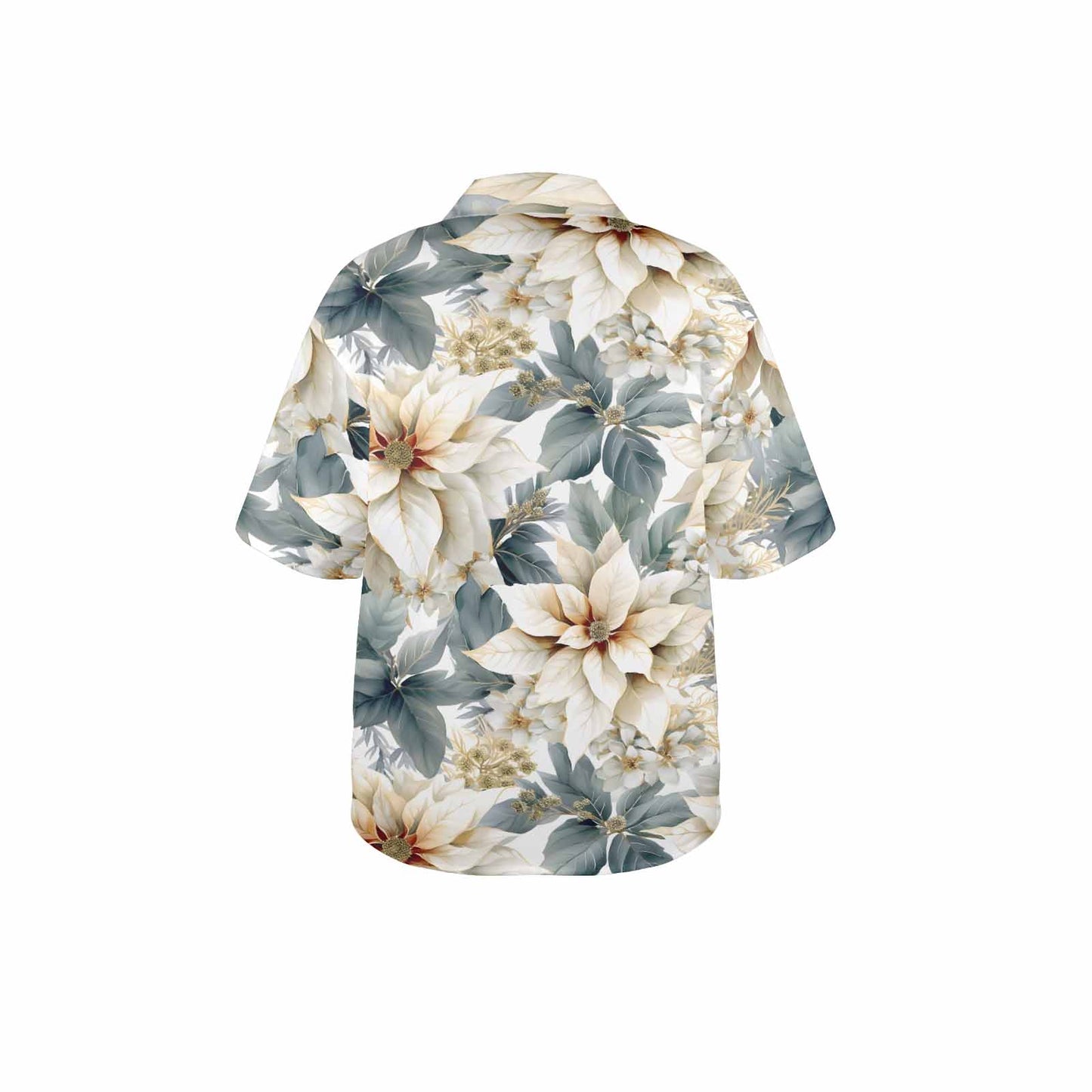 Cream Poinsettia Women's Hawaiian Shirt