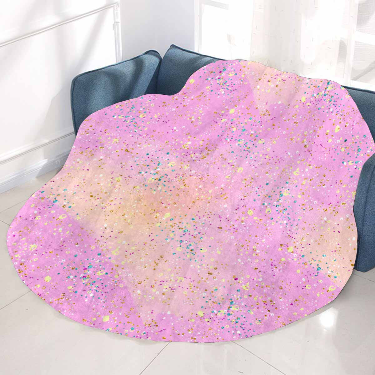 Pink Splash Circular Micro Fleece Blanket 47"