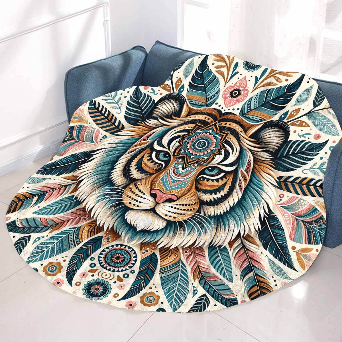 Mandella_Lion_Awd35153 Circular Micro Fleece Blanket 60"