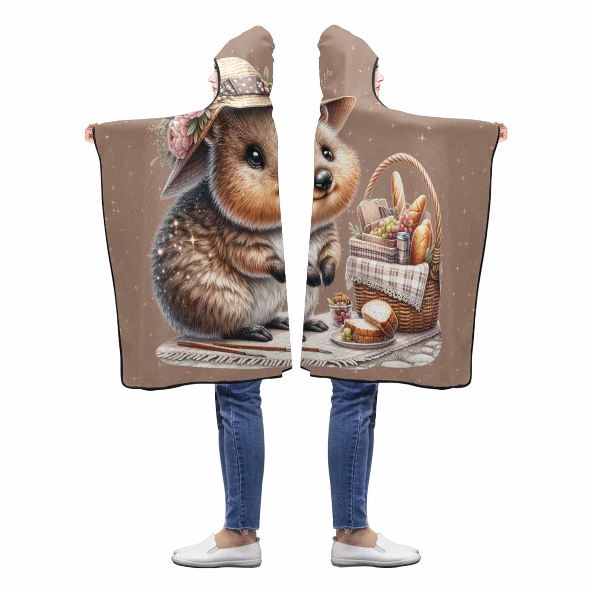Australian Animal Quokka Awd1330 Hooded Blanket 50"x40"