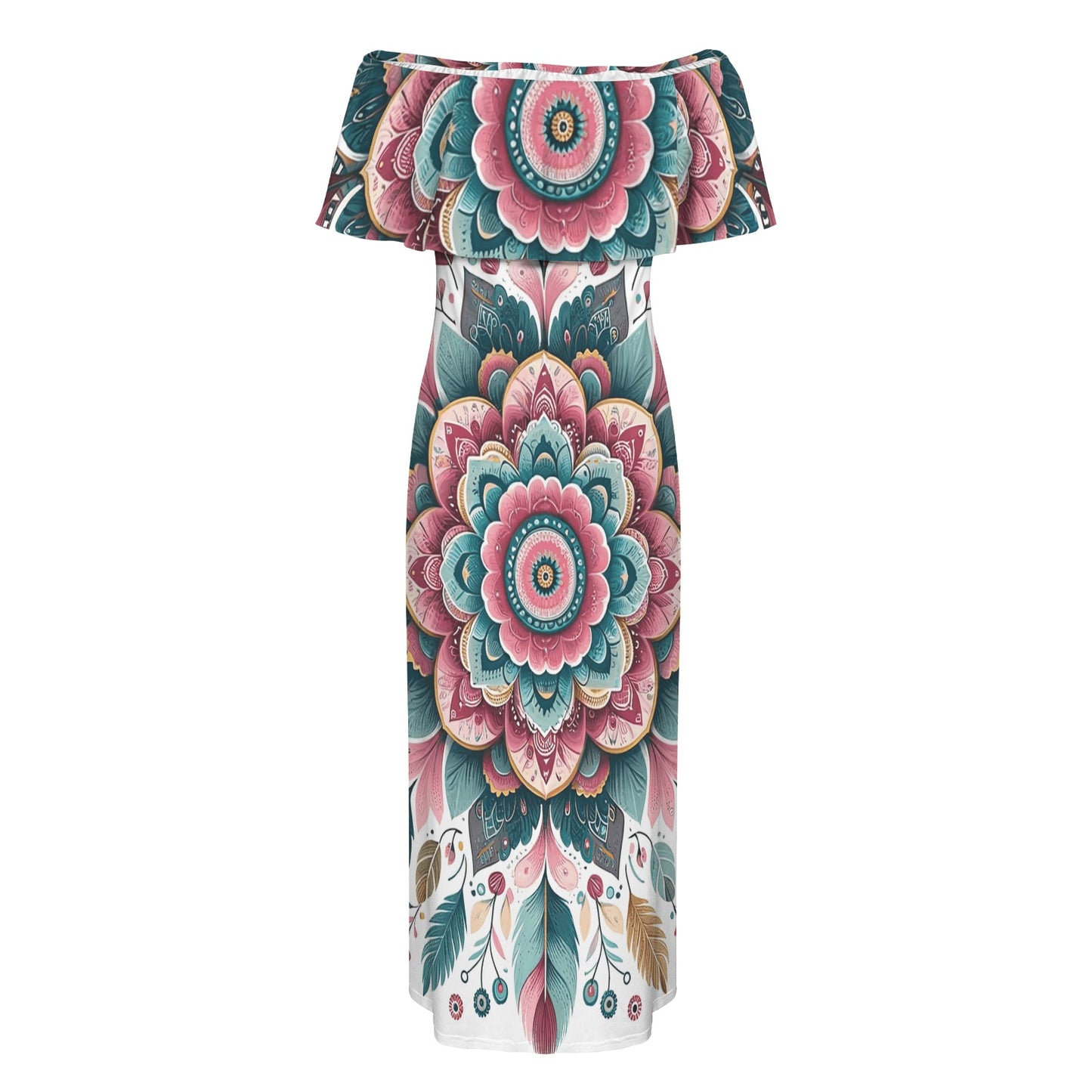 Mandalla_Awd35183 Women's Off Shoulder Ruffle Boat Neck Dress (Model D71)